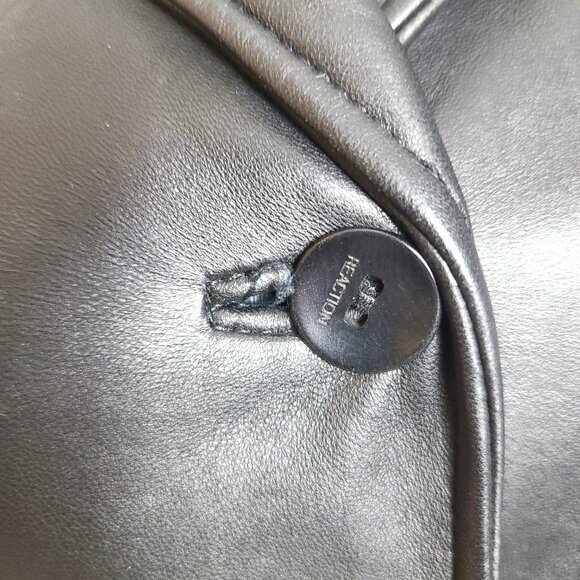 Kenneth Cole Reaction Black 100% Leather Coat – Size M – Tailored Long Jacket - Picture 5 of 11